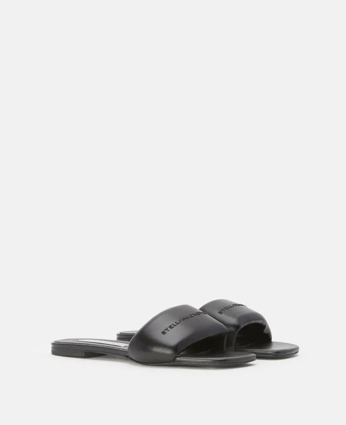 Stella McCartney Signature Flat Logo Slides Black Women Flats