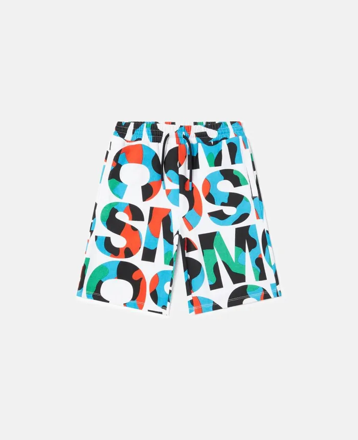 Stella McCartney SMC Camo Logo Sweat Shorts Multicolour Kids Pants and Shorts