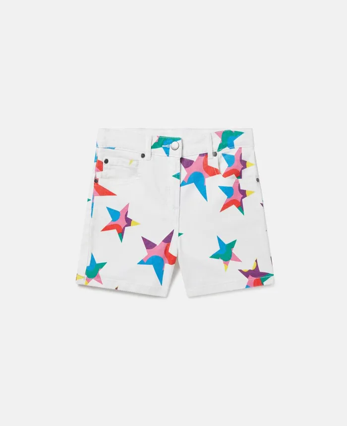 Stella McCartney Star Print Shorts White Multicolour Kids Pants and Shorts