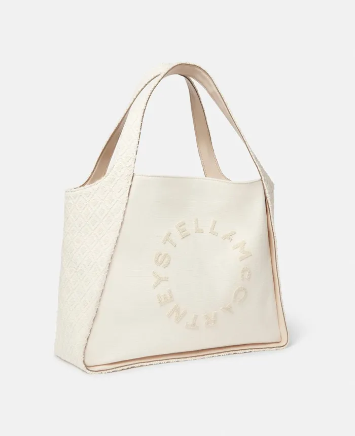 Stella McCartney Stella Logo Embroidered Towelling Tote Bag Ivory Women TopHandle Bags Stella McCartney Stella Logo Embroidered Towelling Tote Bag Ivory Women TopHandle Bags