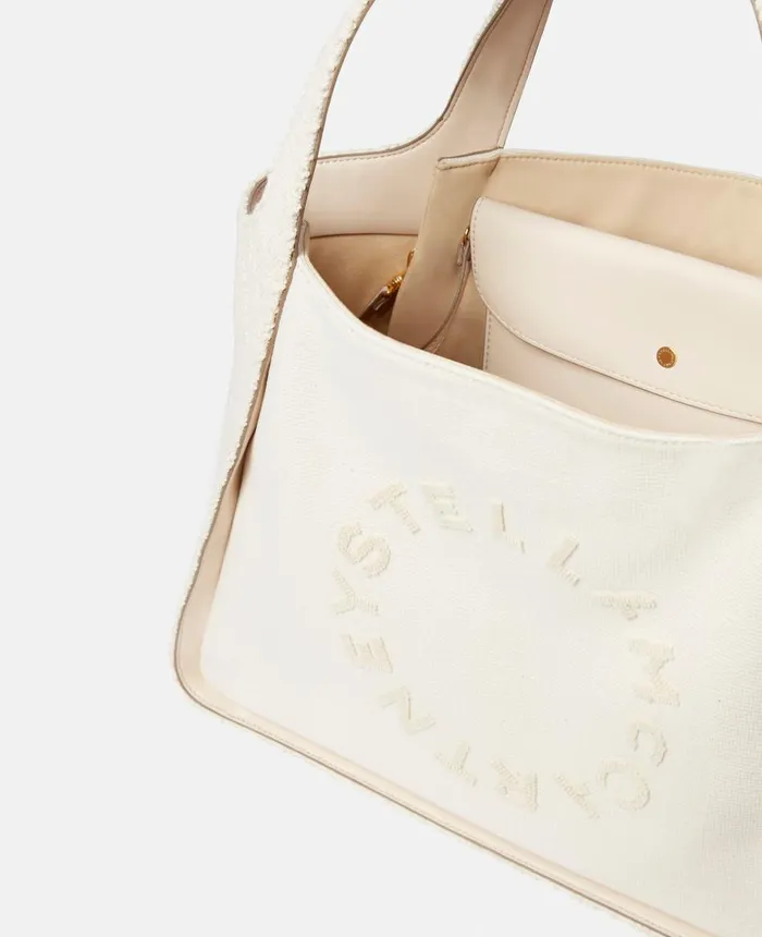 Stella McCartney Stella Logo Embroidered Towelling Tote Bag Ivory Women TopHandle Bags Stella McCartney Stella Logo Embroidered Towelling Tote Bag Ivory Women TopHandle Bags