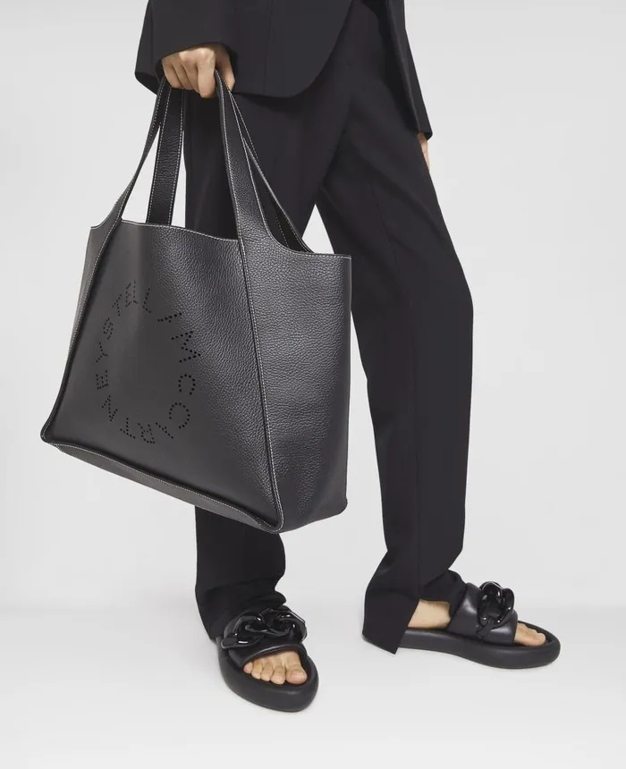 Stella McCartney Stella Logo Grainy Alter Mat Tote Bag Black Women TopHandle Bags Stella McCartney Stella Logo Grainy Alter Mat Tote Bag Black Women TopHandle Bags