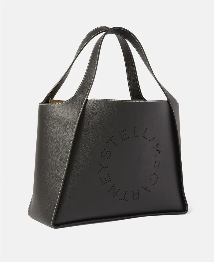 Stella McCartney Stella Logo Grainy Alter Mat Tote Bag Black Women TopHandle Bags Stella McCartney Stella Logo Grainy Alter Mat Tote Bag Black Women TopHandle Bags