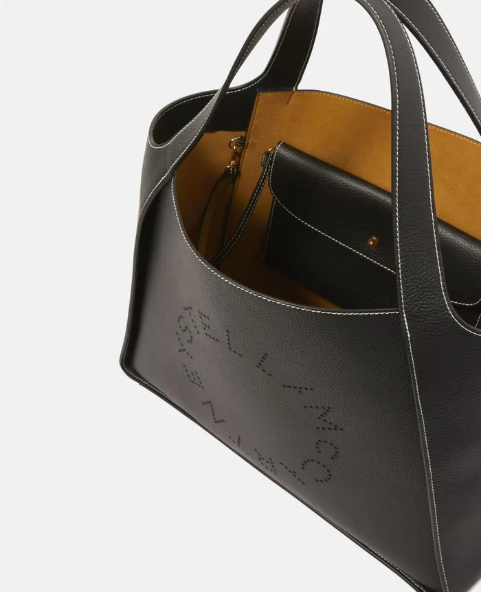 Stella McCartney Stella Logo Grainy Alter Mat Tote Bag Black Women TopHandle Bags Stella McCartney Stella Logo Grainy Alter Mat Tote Bag Black Women TopHandle Bags