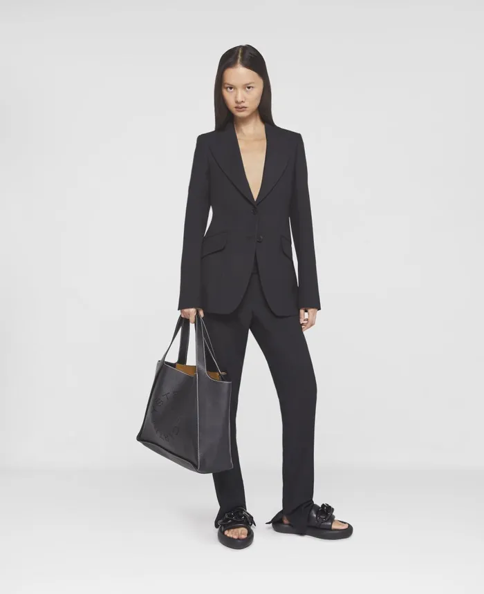 Stella McCartney Stella Logo Grainy Alter Mat Tote Bag Black Women TopHandle Bags Stella McCartney Stella Logo Grainy Alter Mat Tote Bag Black Women TopHandle Bags
