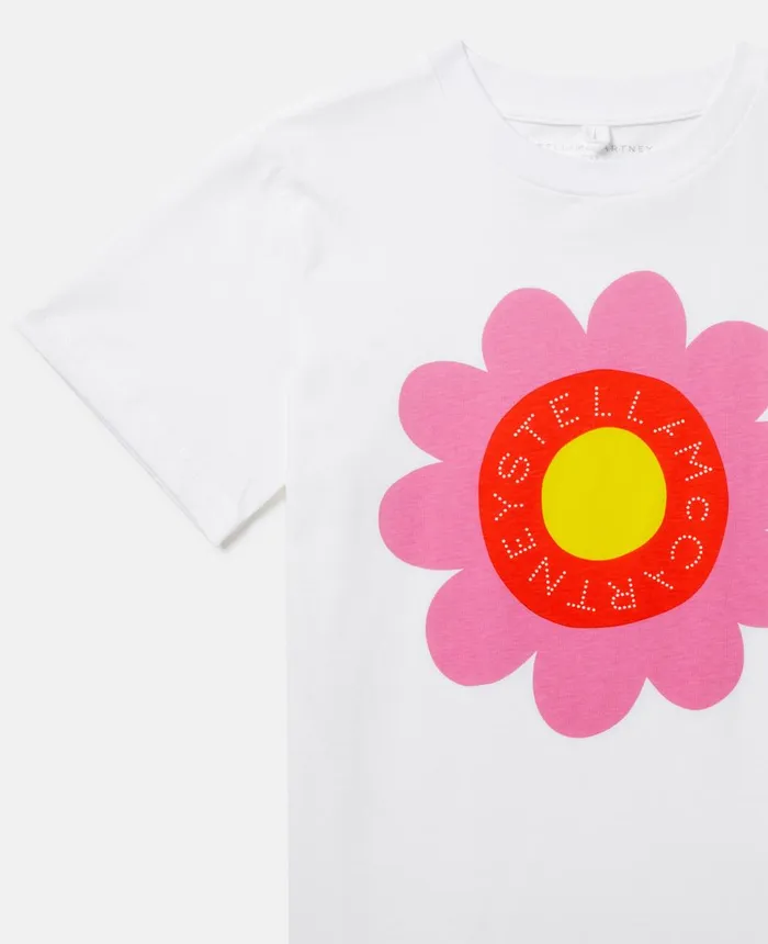Stella McCartney Stella Logo Graphic Flower TShirt White Kids TShirts And Tops Stella McCartney Stella Logo Graphic Flower TShirt White Kids TShirts And Tops
