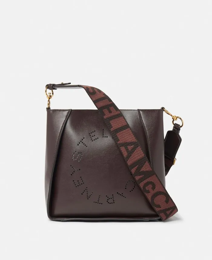 Stella McCartney Stella Logo Shoulder Bag Chocolate Brown Women Mini Bags And Clutches Stella McCartney Stella Logo Shoulder Bag Chocolate Brown Women Mini Bags And Clutches