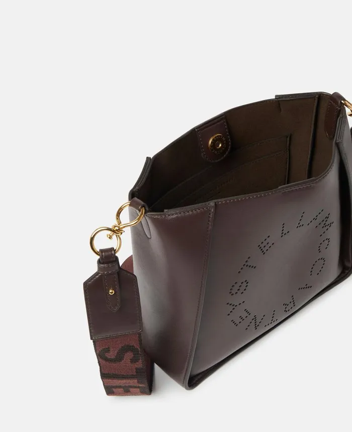 Stella McCartney Stella Logo Shoulder Bag Chocolate Brown Women Mini Bags And Clutches Stella McCartney Stella Logo Shoulder Bag Chocolate Brown Women Mini Bags And Clutches