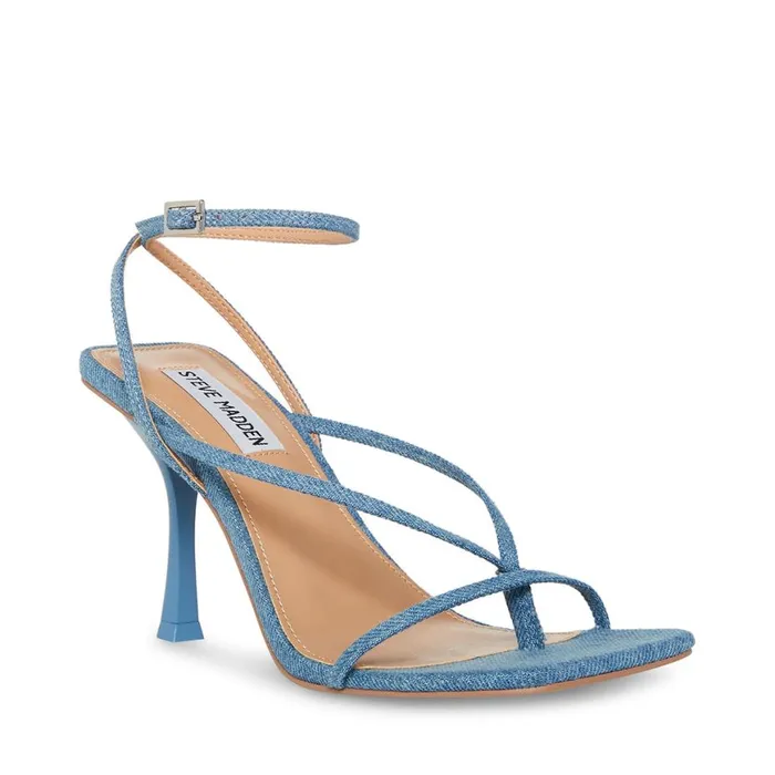 Steve Madden Annie Denim Fabric Womens Heels