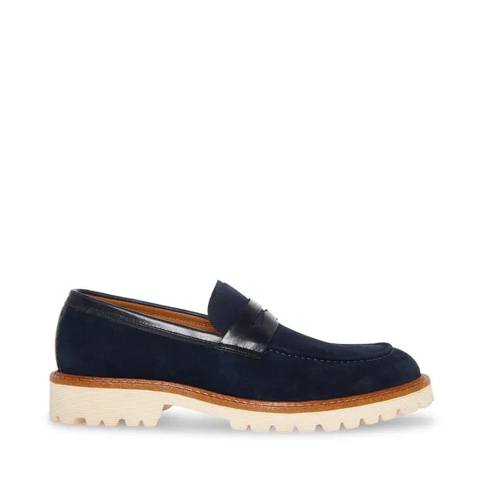 Steve Madden Bentin Navy Suede Mens Loafers