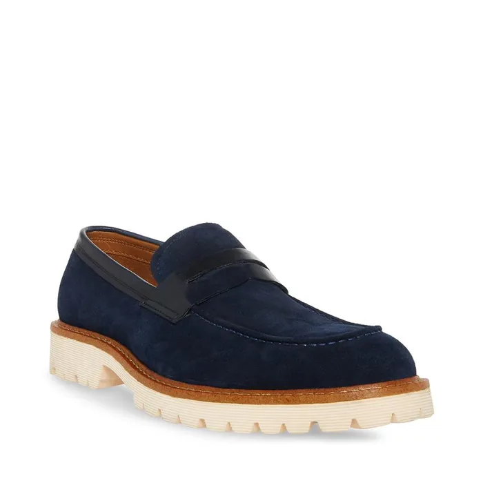 Steve Madden Bentin Navy Suede Mens Loafers
