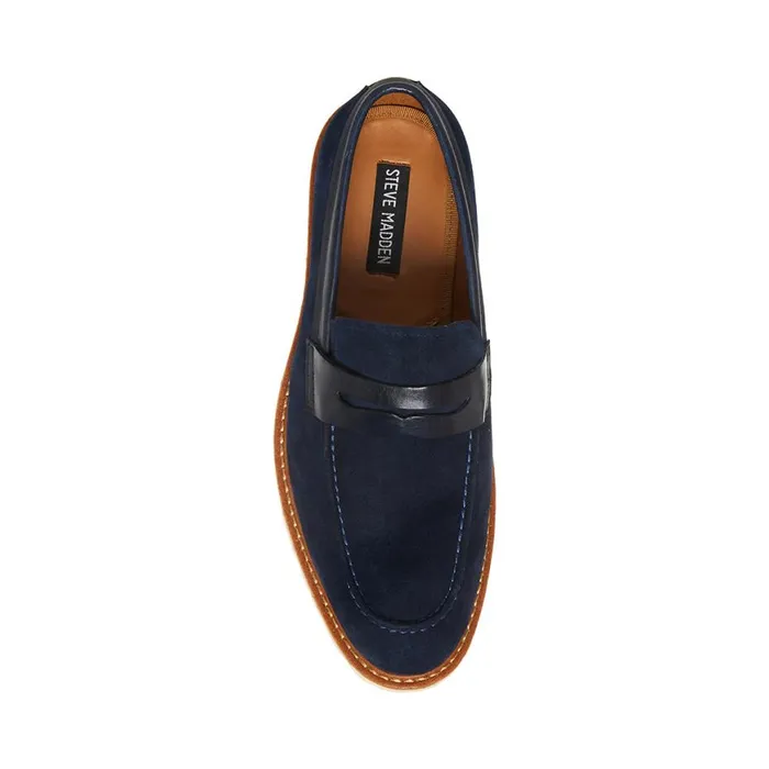 Steve Madden Bentin Navy Suede Mens Loafers