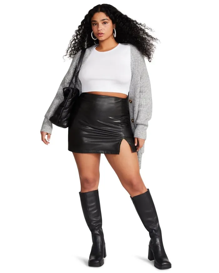 Steve Madden Cam Faux Leather Skort Black Womens Bottoms