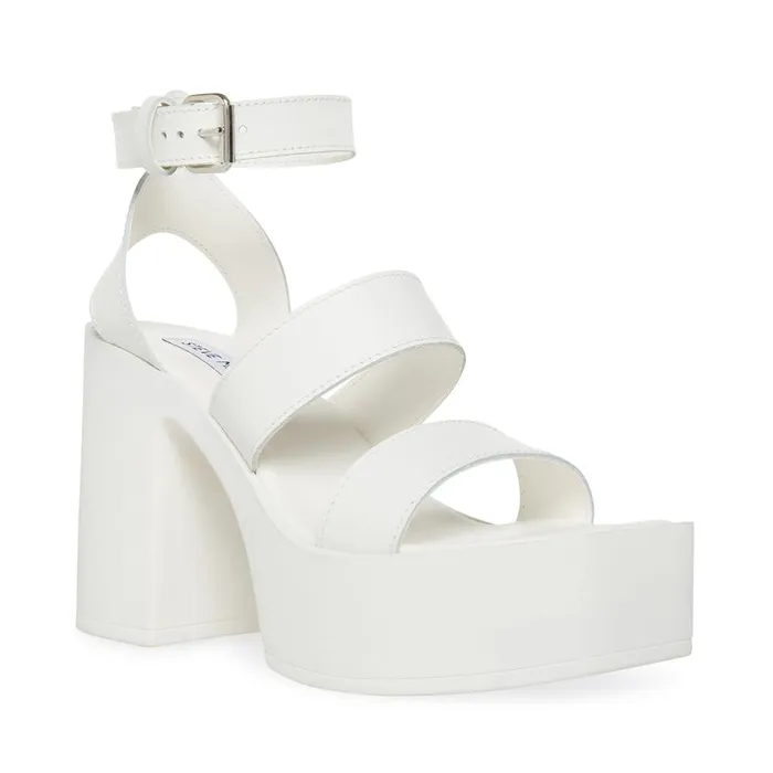 Steve Madden Dora White Leather Womens Heels Steve Madden Dora White Leather Womens Heels