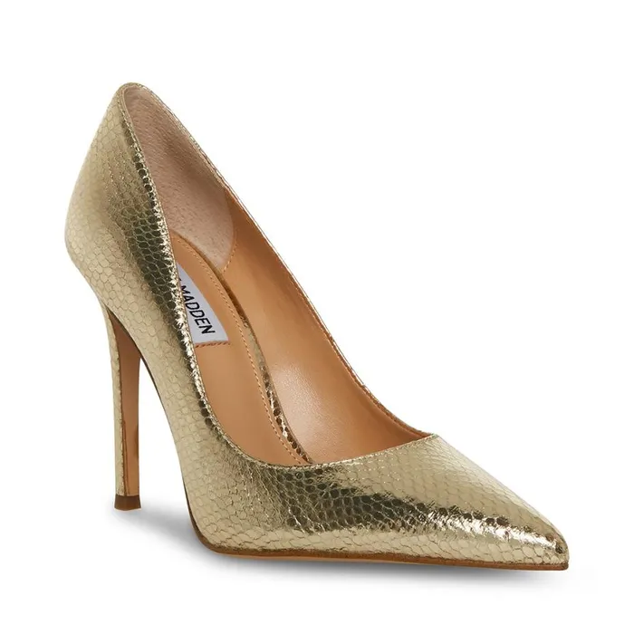 Steve Madden Evelyn Gold Snake Womens Heels