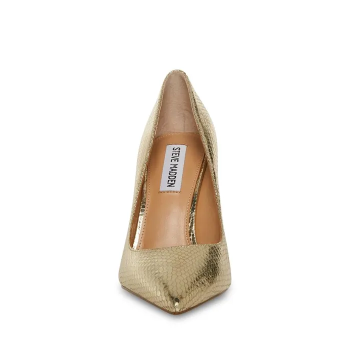Steve Madden Evelyn Gold Snake Womens Heels