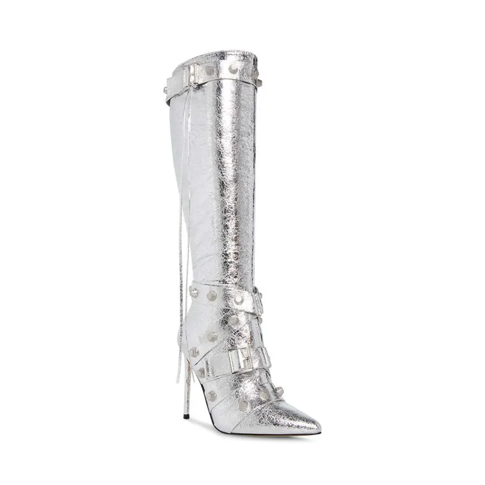 Steve Madden Fink Silver Womens Boots and Booties