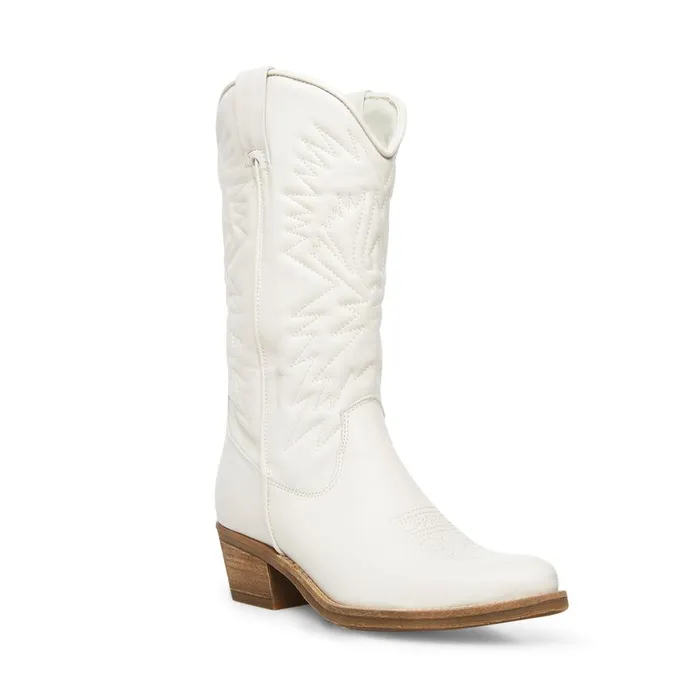 Steve Madden Hayward White Leather Womens Boots and Booties