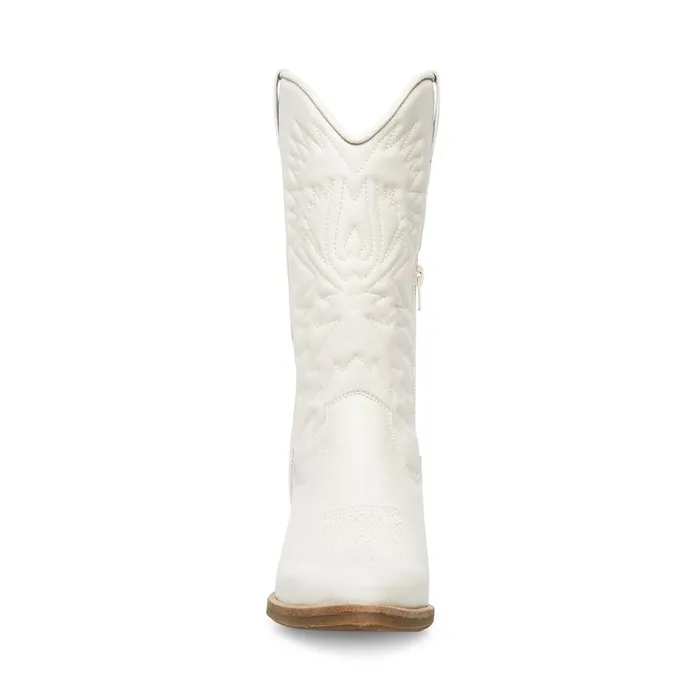 Steve Madden Hayward White Leather Womens Boots and Booties