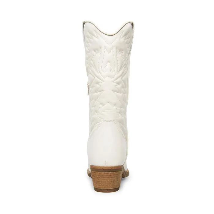Steve Madden Hayward White Leather Womens Boots and Booties