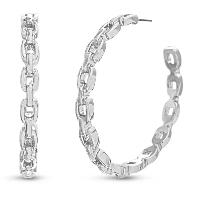 Steve Madden Hoopchn Silver Womens Jewelry
