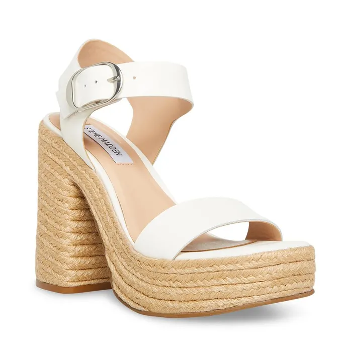 Steve Madden Janice White Leather Womens Heels