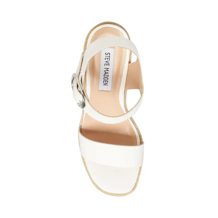 Steve Madden Janice White Leather Womens Heels