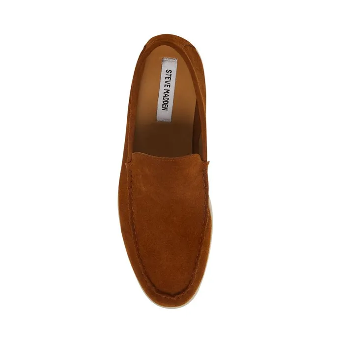 Steve Madden Larken Cognac Suede Mens Loafers