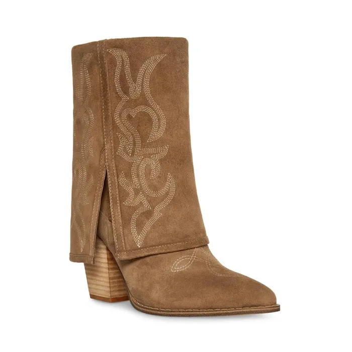 Steve Madden Layne Cognac Suede Womens Boots and Booties