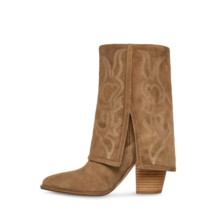 Steve Madden Layne Cognac Suede Womens Boots and Booties