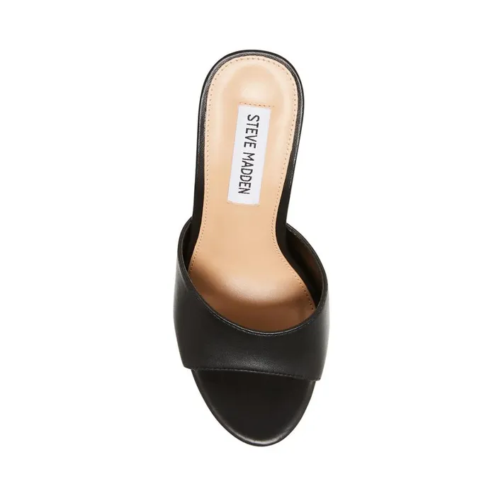 Steve Madden Marvelous Black Leather Womens Sandals