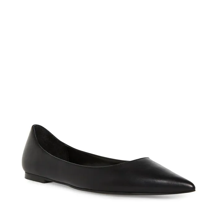 Steve Madden Meryl Black Leather Womens Loafers and Flats