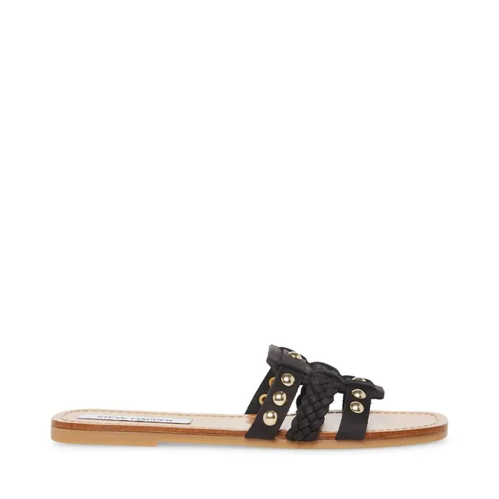 Steve Madden Paradise Black Leather Womens Sandals