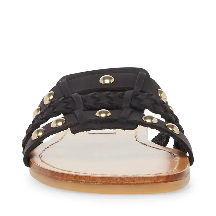 Steve Madden Paradise Black Leather Womens Sandals