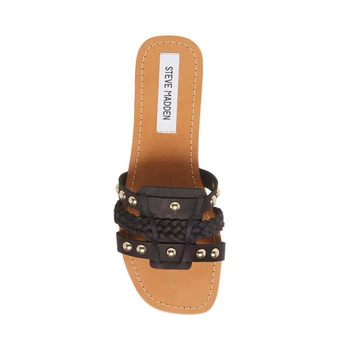Steve Madden Paradise Black Leather Womens Sandals
