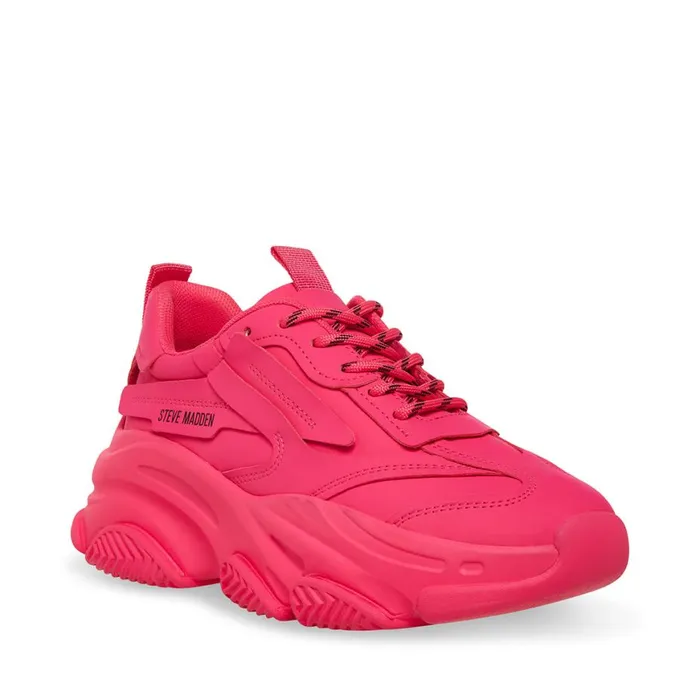 Steve Madden Possession Pink Neon Womens Sneakers