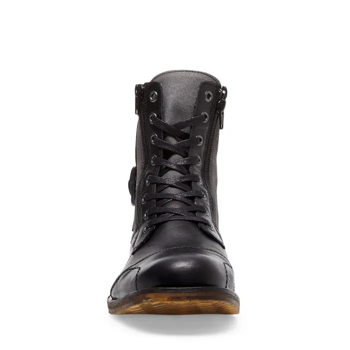 Steve Madden Sidetrack Black Leather Mens Boots