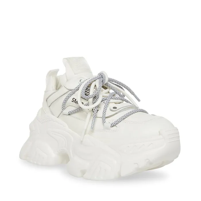 Steve Madden Troy White Leather Womens Sneakers