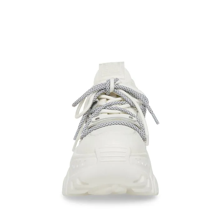 Steve Madden Troy White Leather Womens Sneakers