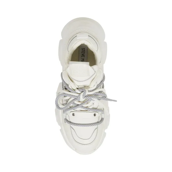 Steve Madden Troy White Leather Womens Sneakers