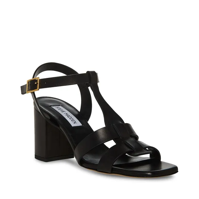 Steve Madden Waverly Black Leather Womens Heels