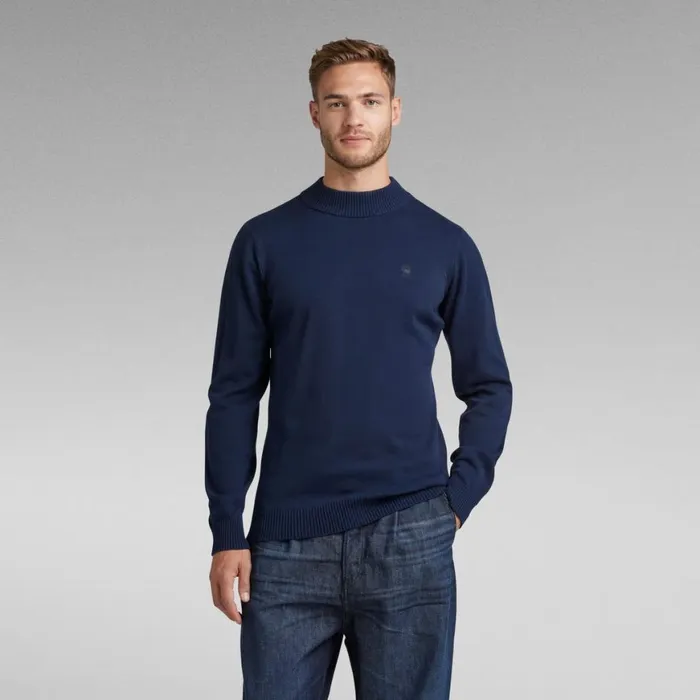 Sweaters Men GStar RAW Classic Sport Mock Knitted Sweater Sartho Blue