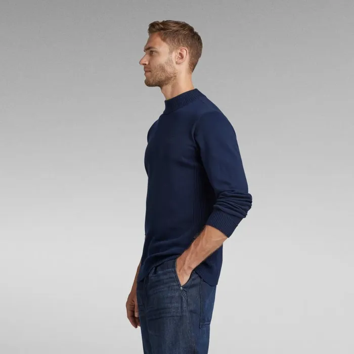 Sweaters Men GStar RAW Classic Sport Mock Knitted Sweater Sartho Blue