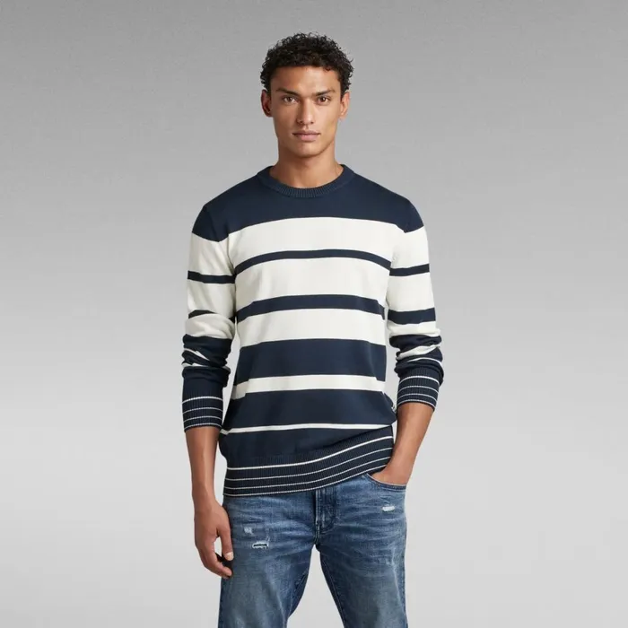 Sweaters Men GStar RAW Irregular Stripe Knitted Sweater Salutemilk Stripe