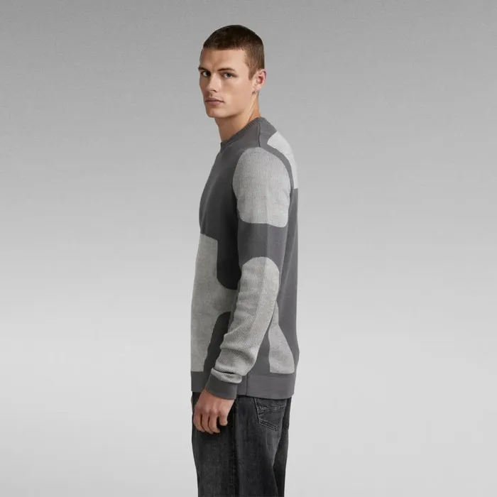 Sweaters Men GStar RAW Moto Knitted Sweater Graniteoyster Mushroom