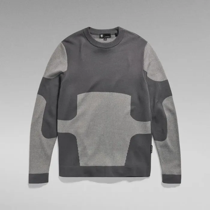 Sweaters Men GStar RAW Moto Knitted Sweater Graniteoyster Mushroom