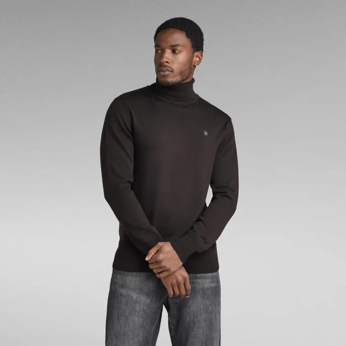 Sweaters Men GStar RAW Premium Core Turtle Knitted Sweater Dark Black
