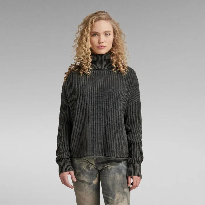 Sweaters Women GStar RAW Loose Overdyed Turtle Knitted Sweater Shadow Gd