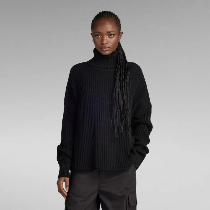 Sweaters Women GStar RAW Loose Turtle Knitted Sweater Dark Black