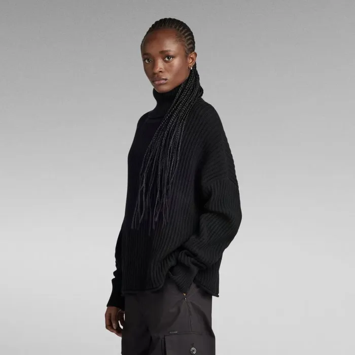Sweaters Women GStar RAW Loose Turtle Knitted Sweater Dark Black